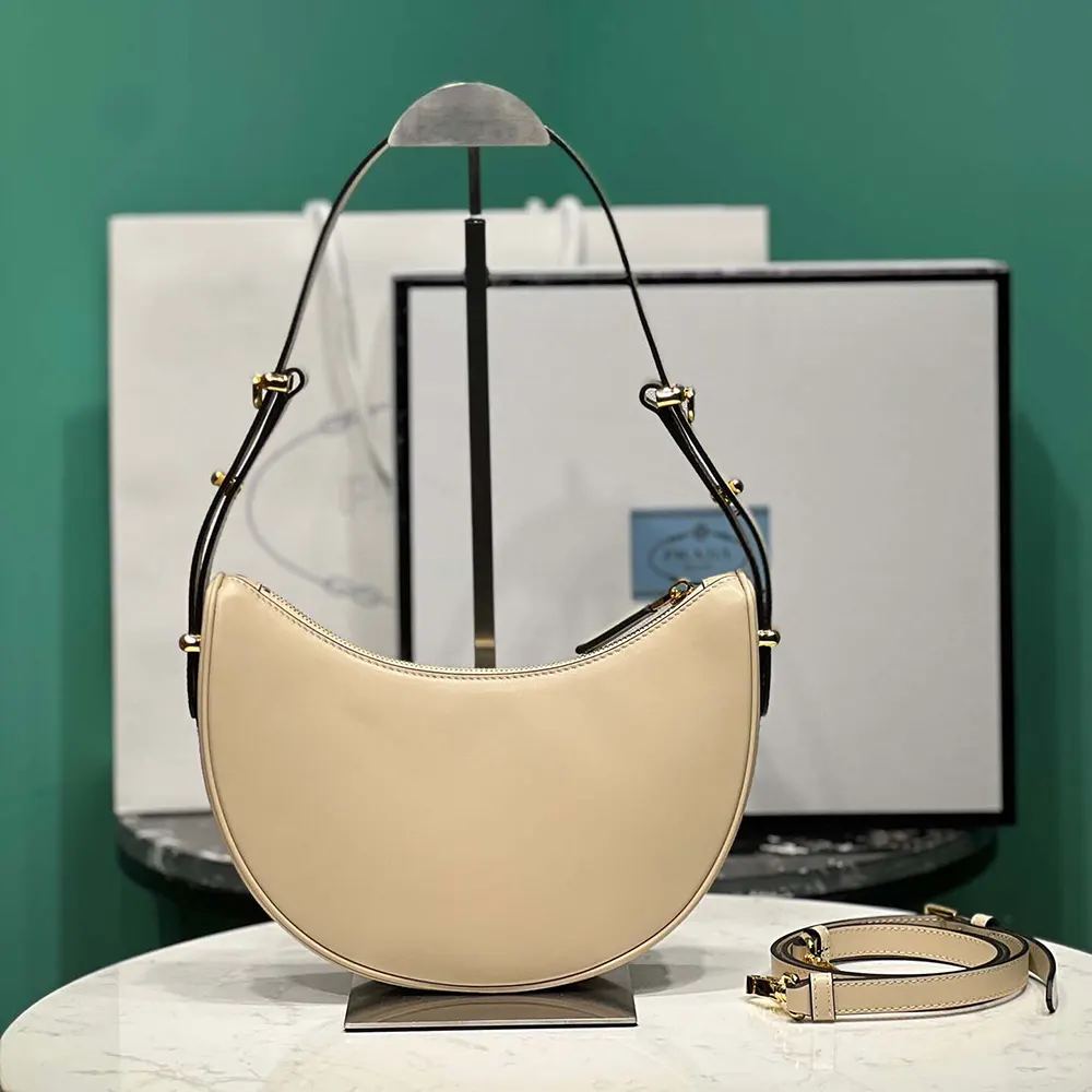 Prada Women Arqué Mini Leather Shoulder Bag-Sand Beige - image 4