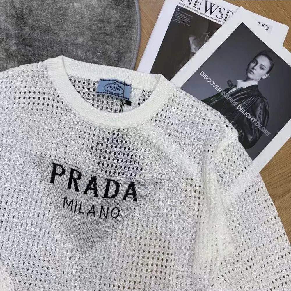 Prada Women Milano Open-knit Top-White - image 6