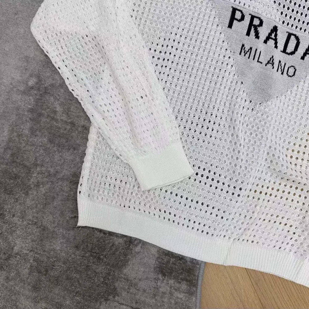 Prada Women Milano Open-knit Top-White - image 7