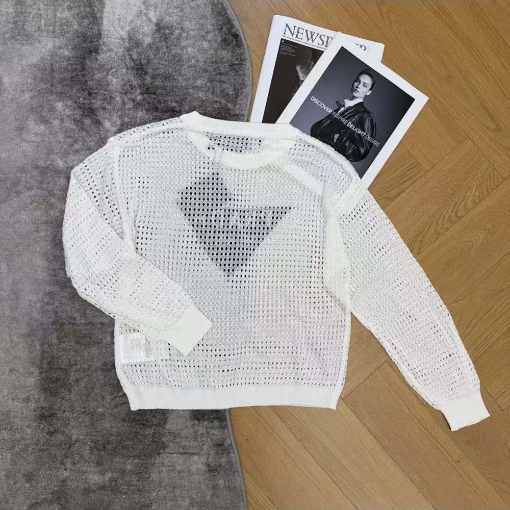 Prada Women Milano Open-knit Top-White - image 5