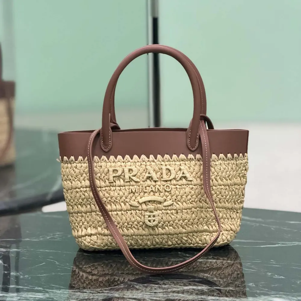 Prada Women Mini Crochet and Leather Tote Bag - image 11