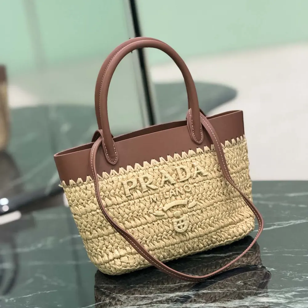 Prada Women Mini Crochet and Leather Tote Bag - image 14