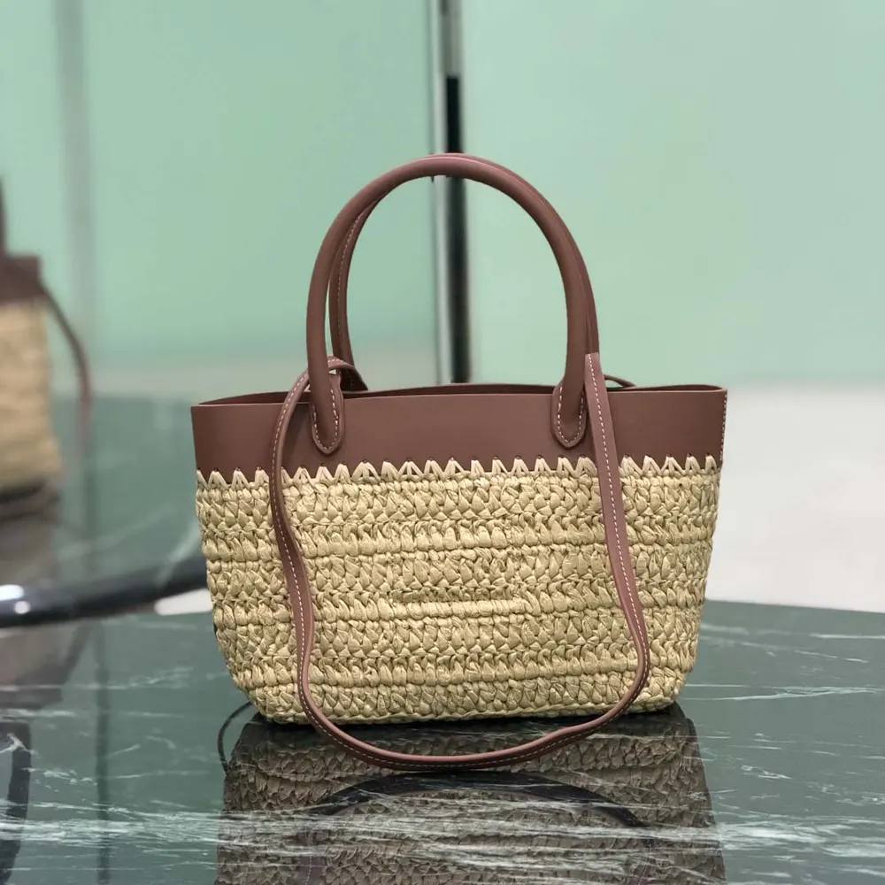 Prada Women Mini Crochet and Leather Tote Bag - image 12