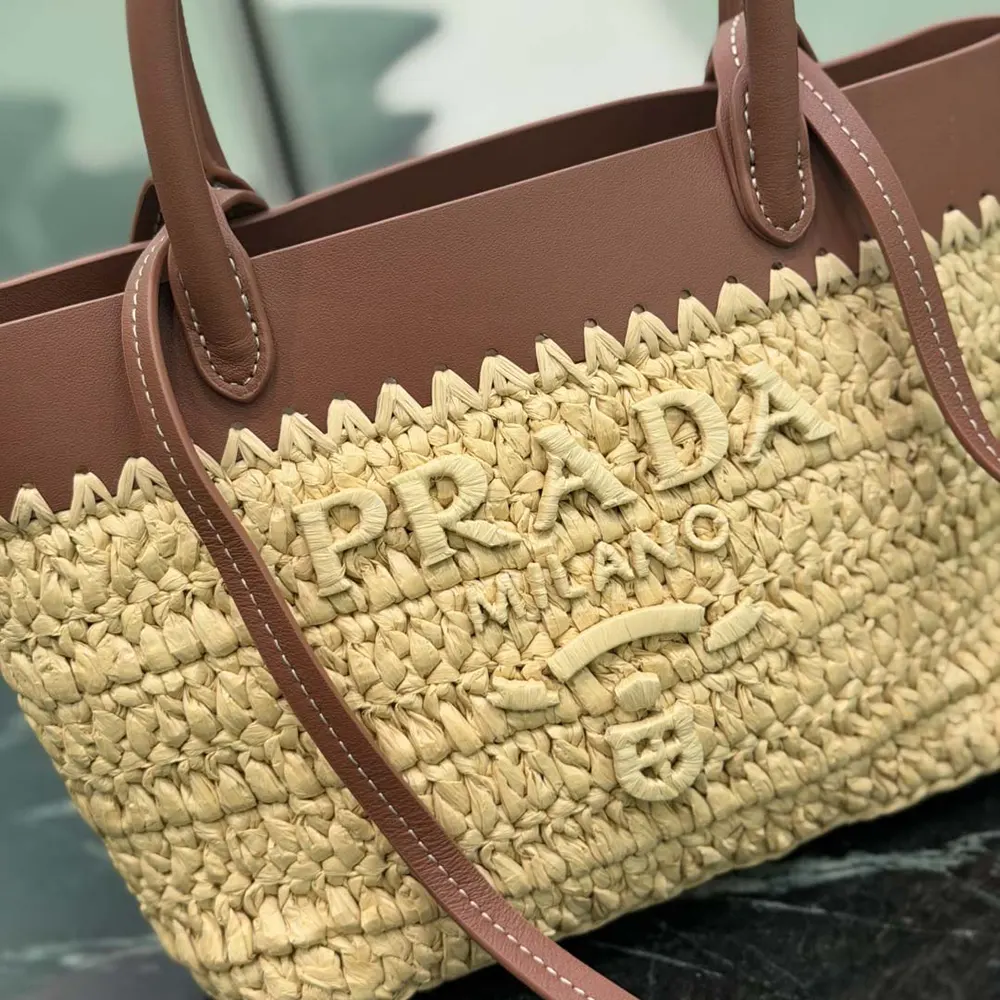 Prada Women Mini Crochet and Leather Tote Bag - image 18