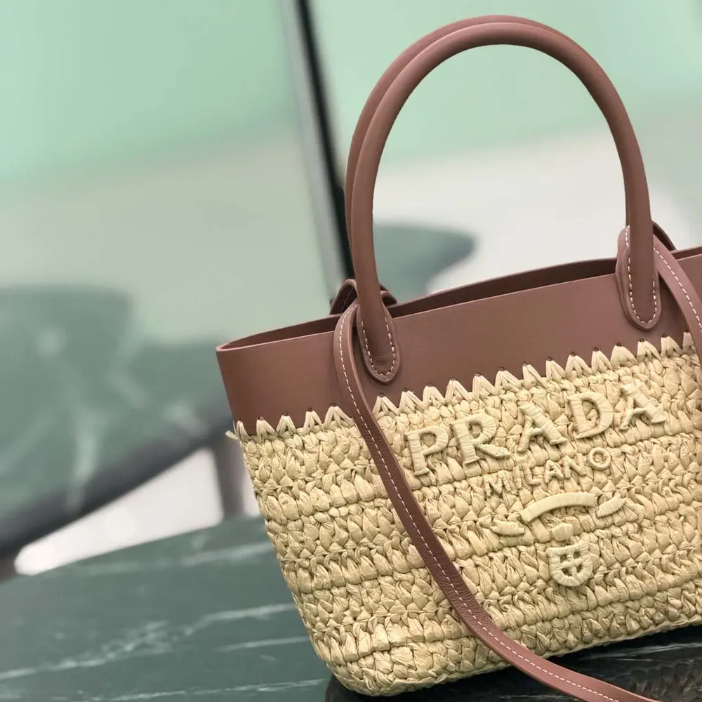 Prada Women Mini Crochet and Leather Tote Bag - image 17