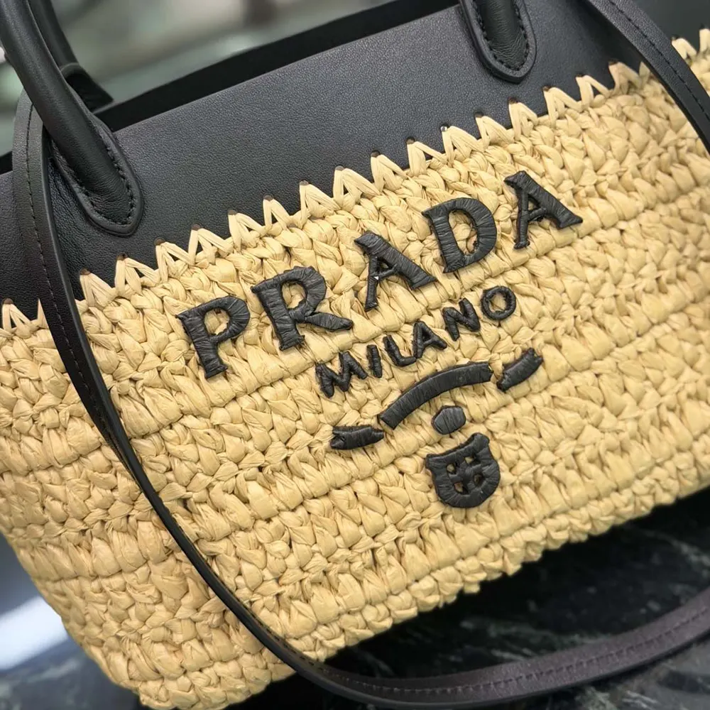 Prada Women Mini Crochet and Leather Tote Bag - image 8