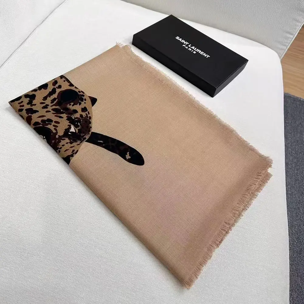 Saint Laurent YSL Women Cassandre Square Scarf In Wool Twill - image 6