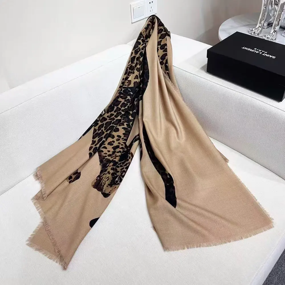 Saint Laurent YSL Women Cassandre Square Scarf In Wool Twill - image 5
