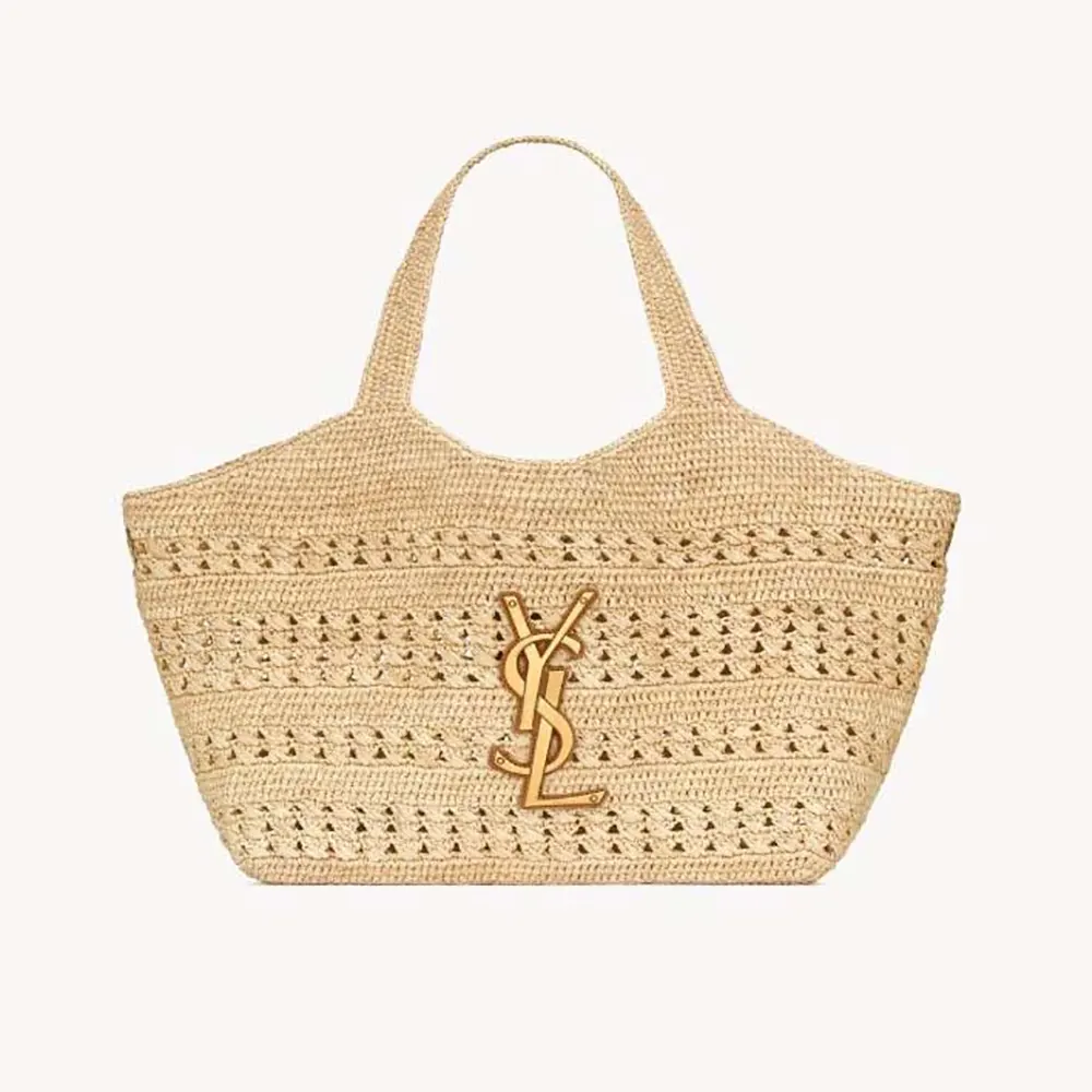Front view of Saint Laurent YSL Women Icare Medium in Raffia bag