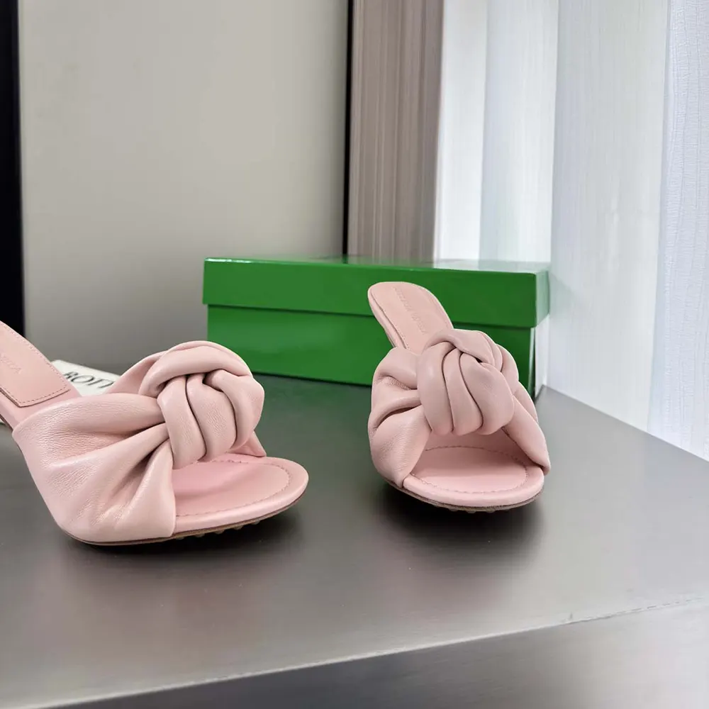 Top view showing open toe and sleek silhouette of Bottega Veneta Cherry Mule