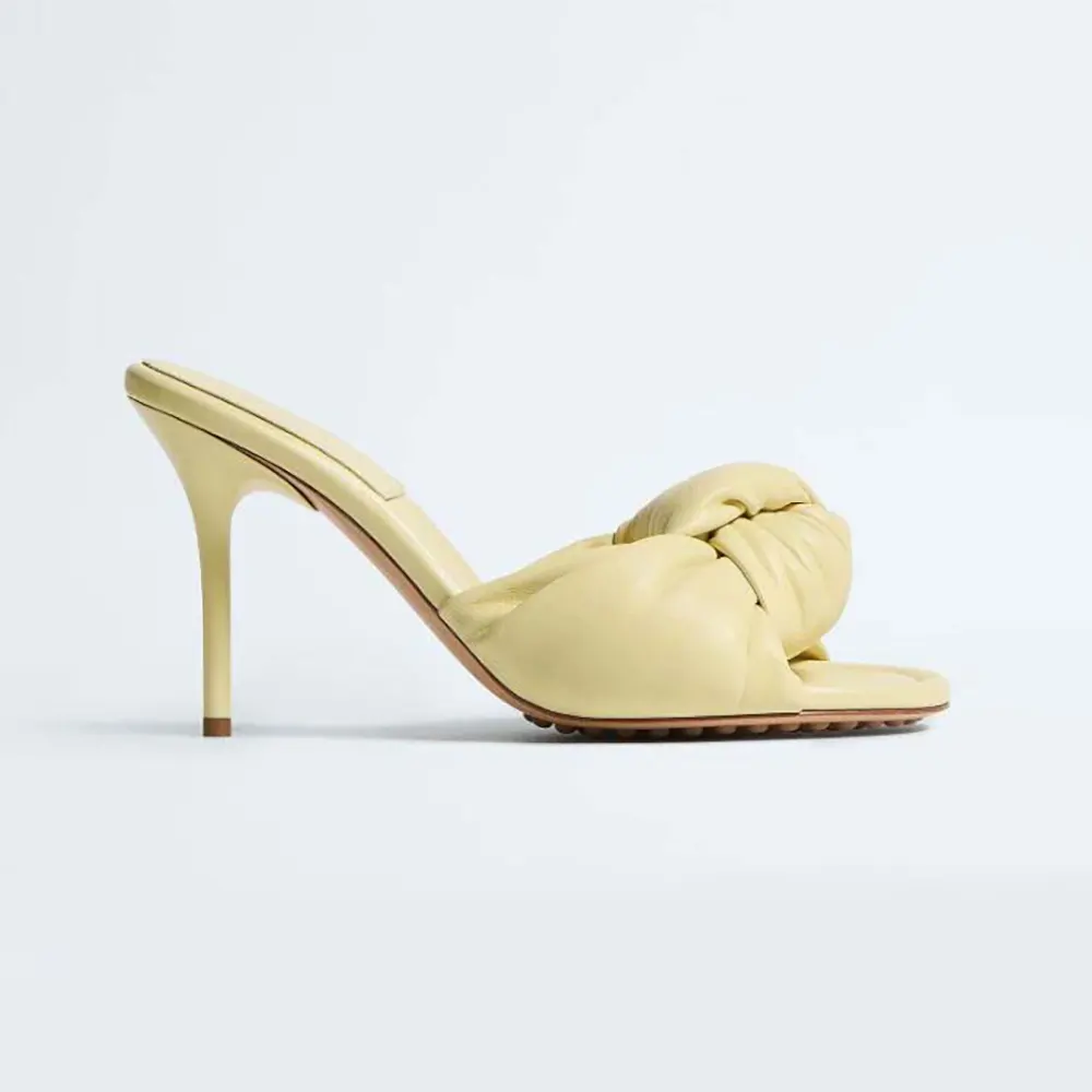 Bottega Veneta Women Cherry Mule in Supple Nappa Leather-Butter Yellow