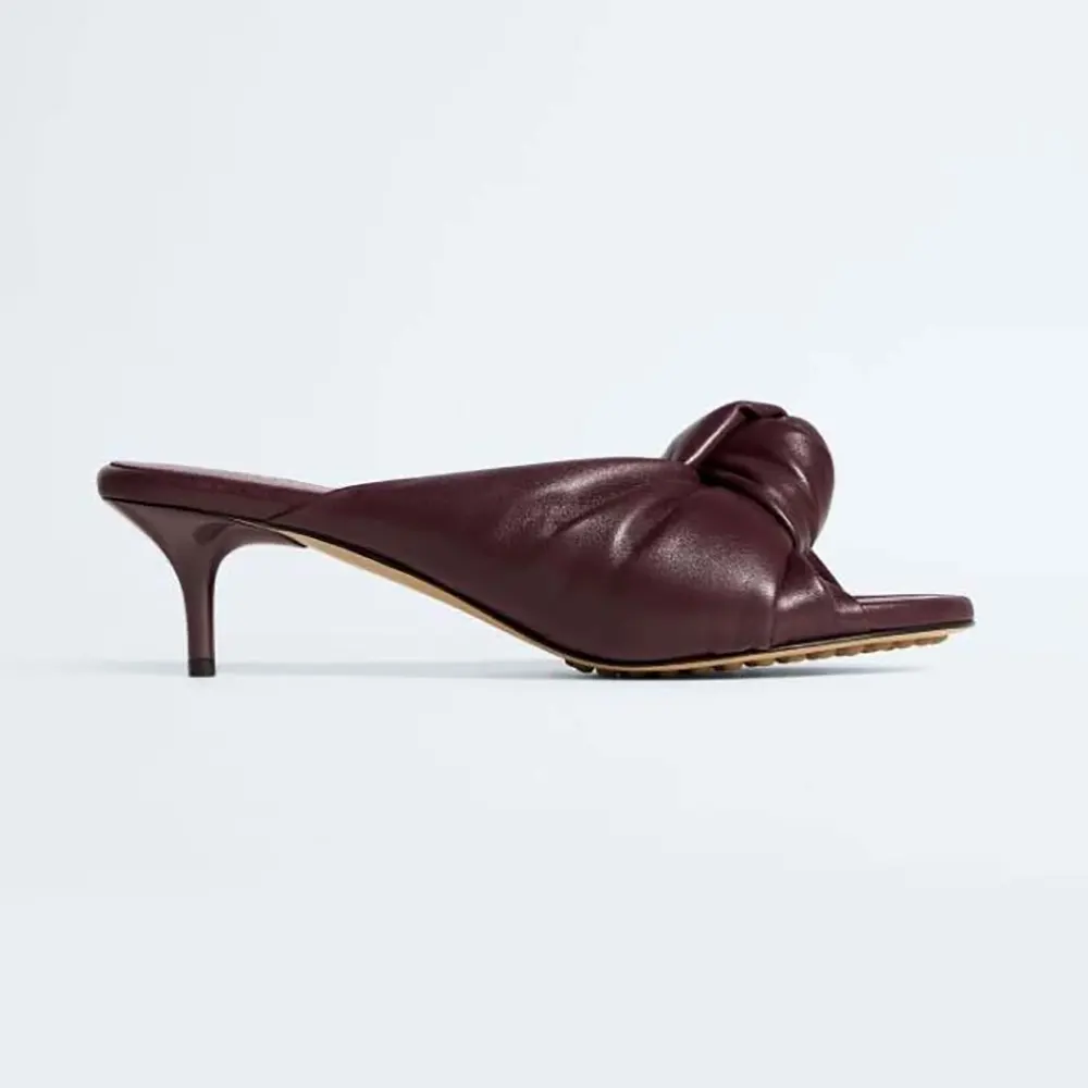 Bottega Veneta Women Cherry Mule in Supple Nappa Leather-Deep Mahogany