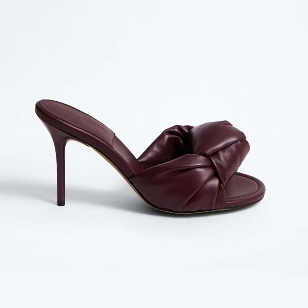Bottega Veneta Women Cherry Mule in Supple Nappa Leather- Deep Mahogany