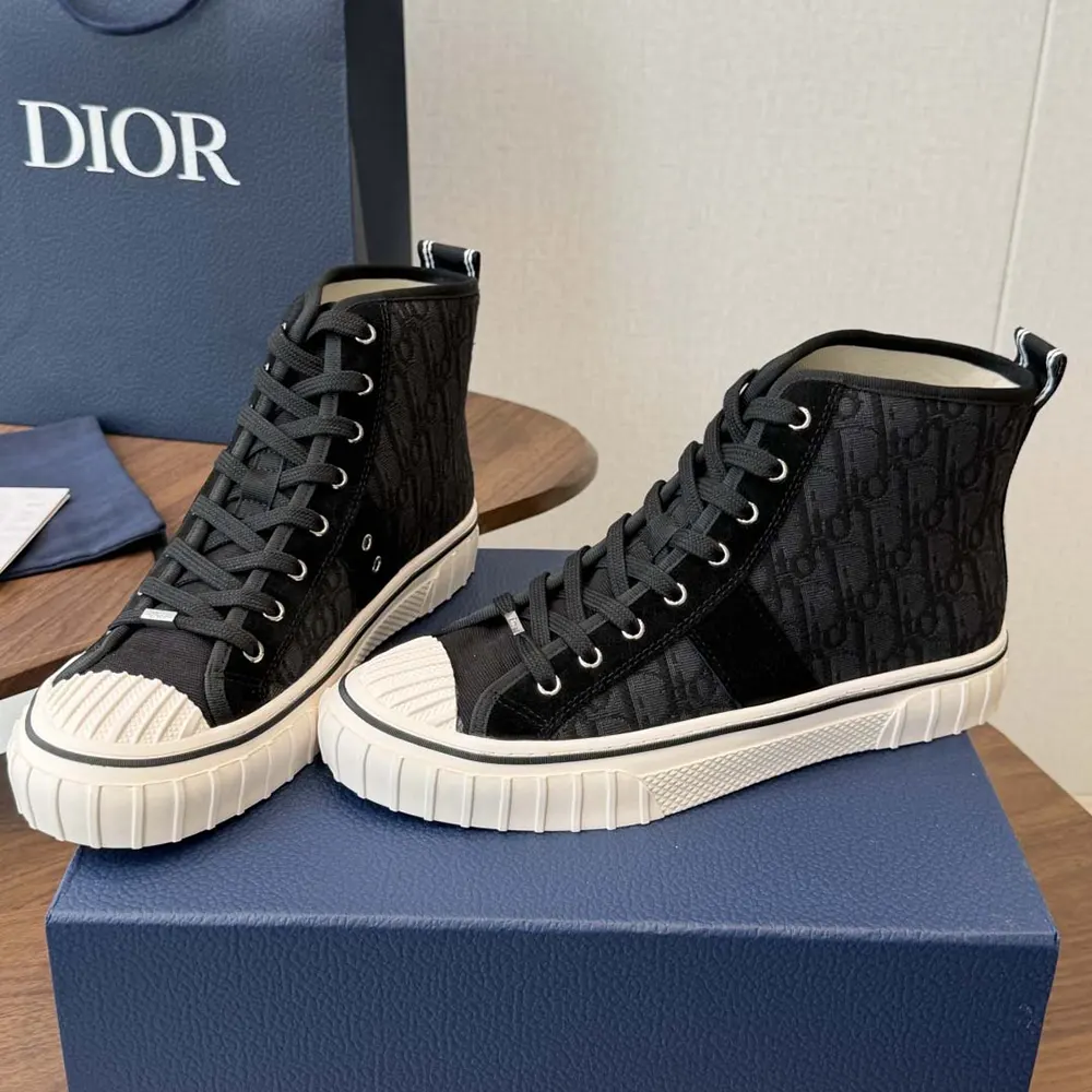 Dior Unisex Hooper High-Top Sneaker Black Dior Oblique Jacquard and Black Suede Calfskin - image 5