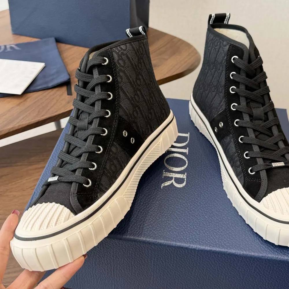 Dior Unisex Hooper High-Top Sneaker Black Dior Oblique Jacquard and Black Suede Calfskin - image 6