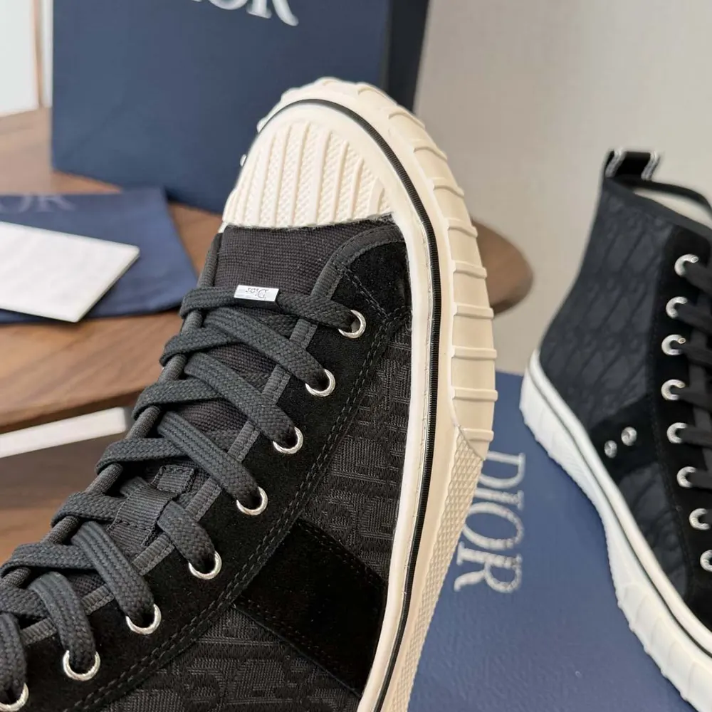 Dior Unisex Hooper High-Top Sneaker Black Dior Oblique Jacquard and Black Suede Calfskin - image 8