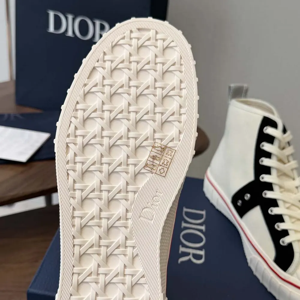 Dior Unisex Hooper High-Top Sneaker White Canvas and Navy Blue Suede Calfskin - image 10