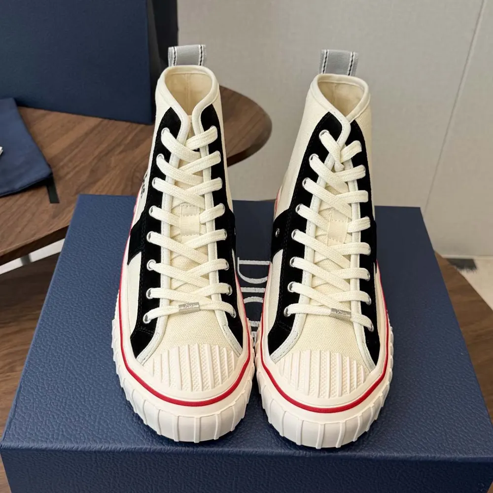 Dior Unisex Hooper High-Top Sneaker White Canvas and Navy Blue Suede Calfskin - image 5