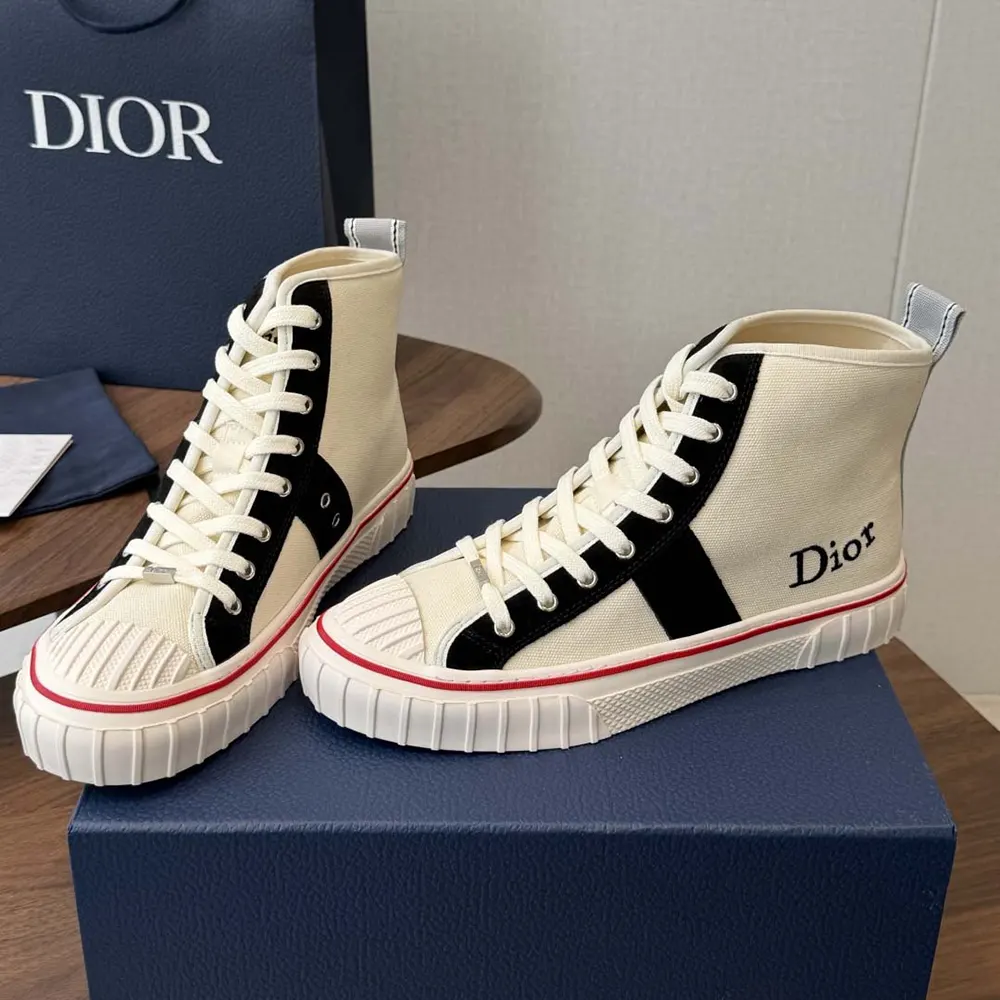 Top angle showing lace-up detail on Dior Unisex Hooper High-Top Sneaker