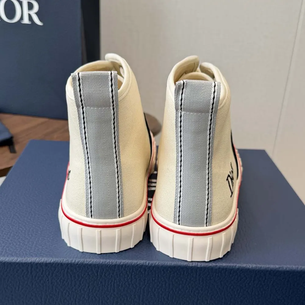 Dior Unisex Hooper High-Top Sneaker White Canvas and Navy Blue Suede Calfskin - image 9