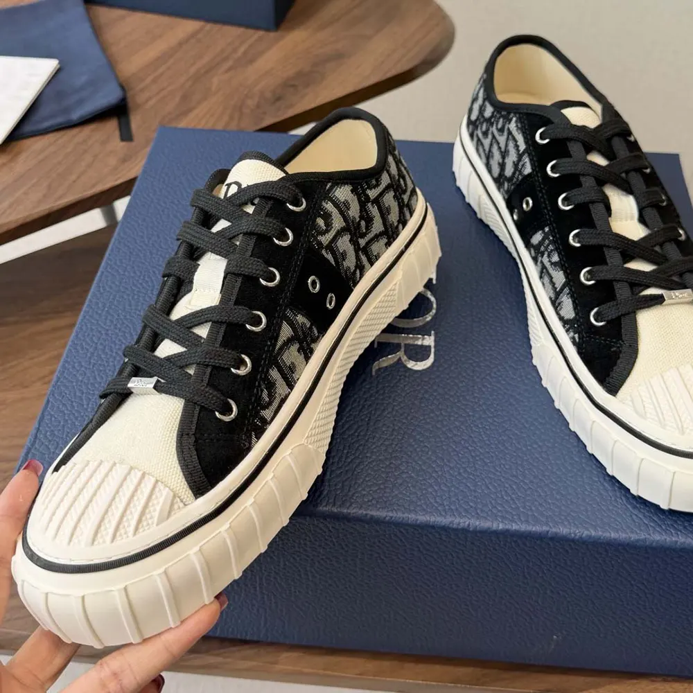 Dior Unisex Hooper Low-Top Sneaker Beige and Blue Dior Oblique Jacquard and Black Suede Calfskin - image 5