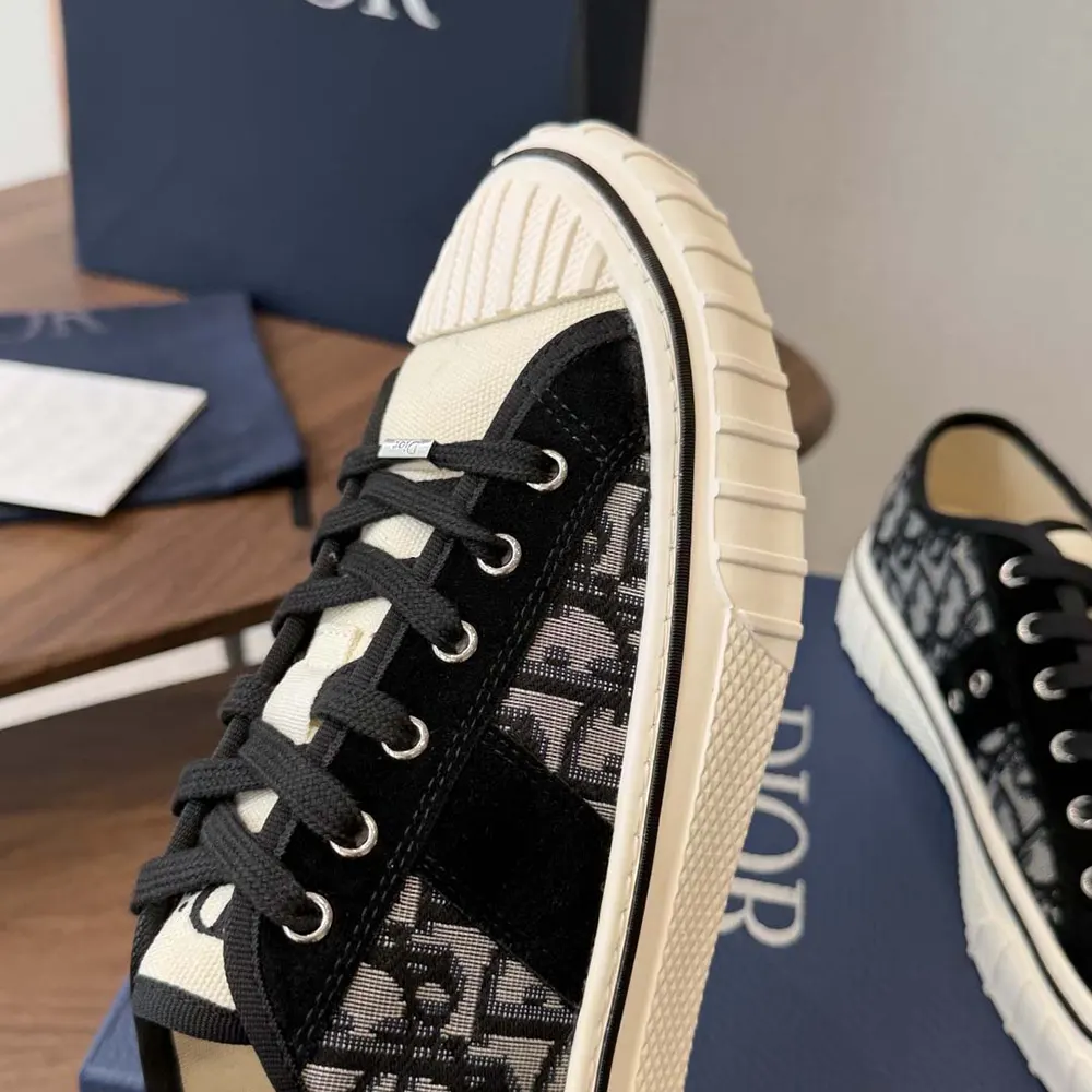 Dior Unisex Hooper Low-Top Sneaker Beige and Blue Dior Oblique Jacquard and Black Suede Calfskin - image 6