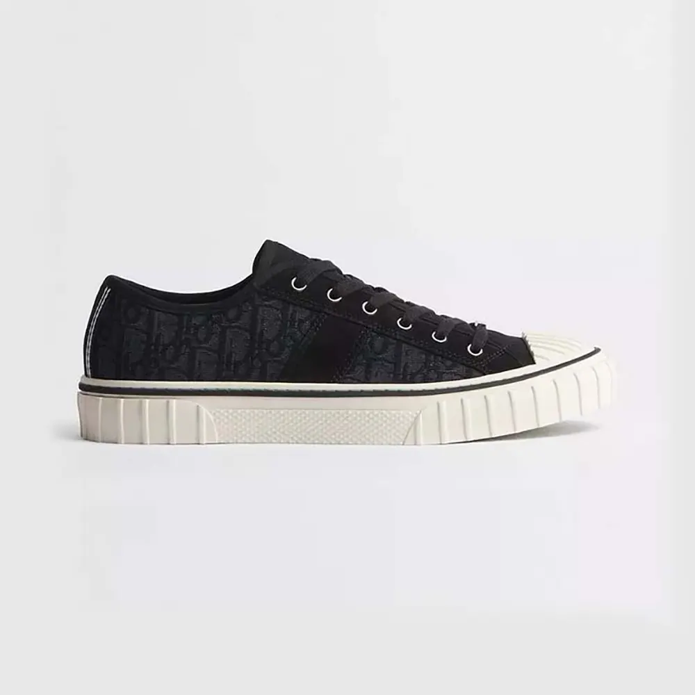 Side profile of Dior Unisex Hooper Low-Top Sneaker showing black jacquard