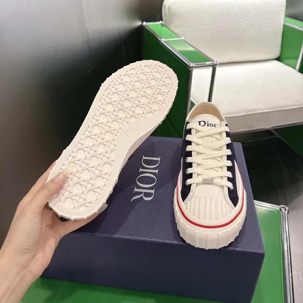 Dior Unisex Hooper Low-Top Sneaker White Canvas and Navy Blue Suede Calfskin - image 7