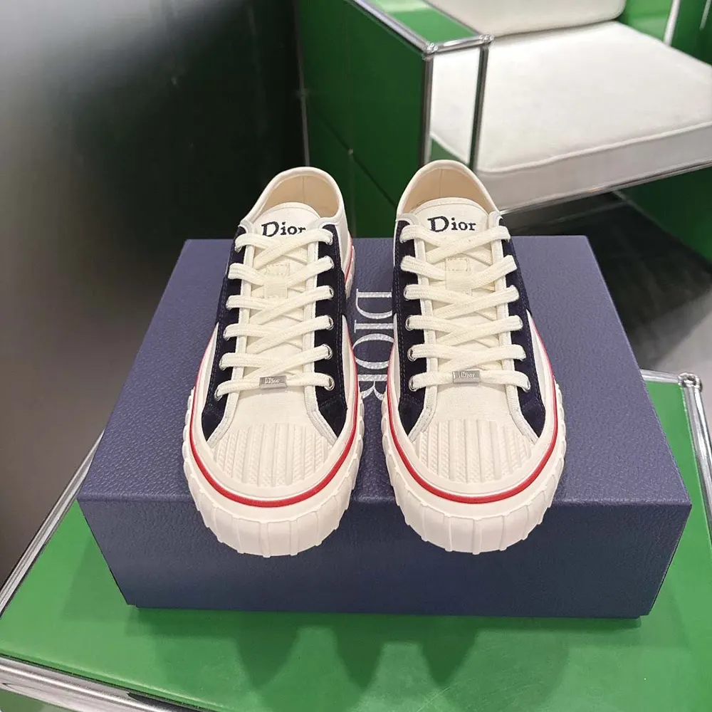 Top-down view of Dior Unisex Hooper Low-Top Sneaker lace detail