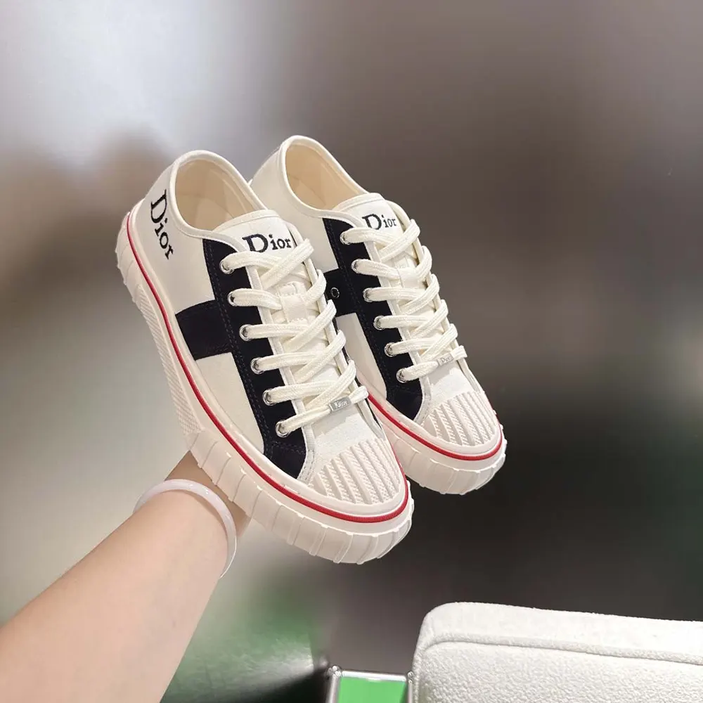 Dior Unisex Hooper Low-Top Sneaker White Canvas and Navy Blue Suede Calfskin - image 6