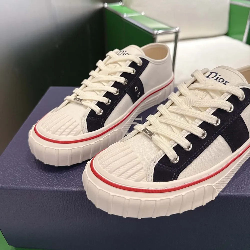 Dior Unisex Hooper Low-Top Sneaker White Canvas and Navy Blue Suede Calfskin - image 10