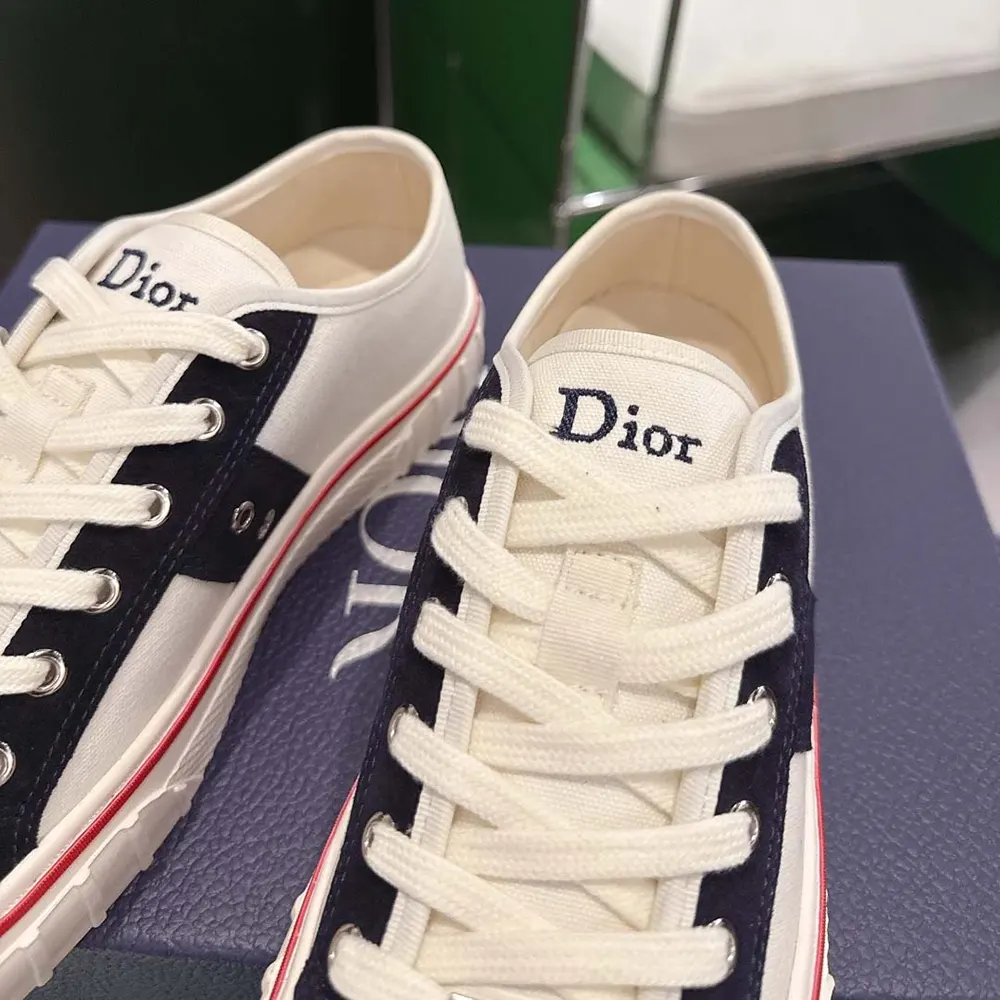 Dior Unisex Hooper Low-Top Sneaker White Canvas and Navy Blue Suede Calfskin - image 9