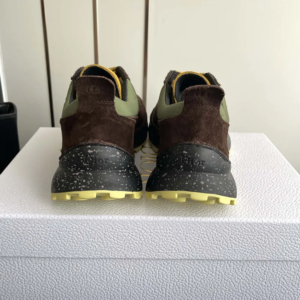 Dior Unisex Squash Sneaker Brown and Yellow Suede Calfskin with Green Technical Fabric - image 7
