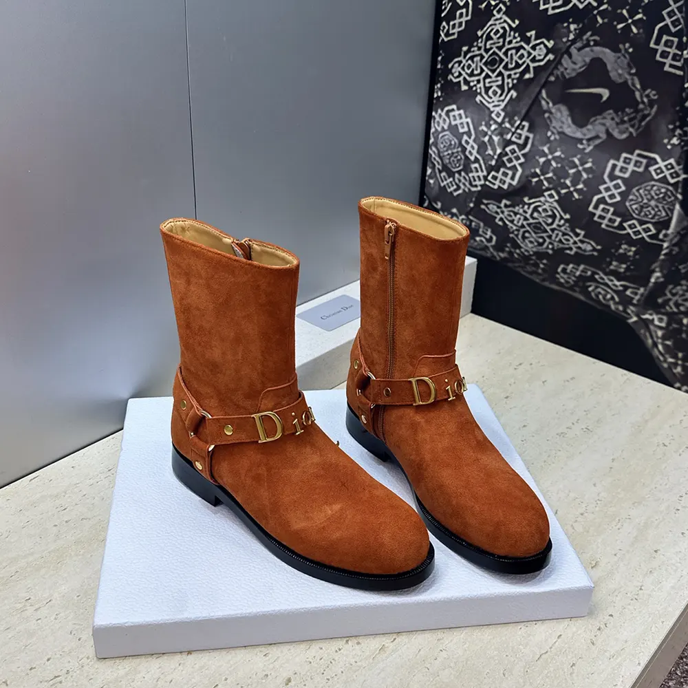 Close-up on metal bolt detail of Dior Women Bolt Ankle Boot