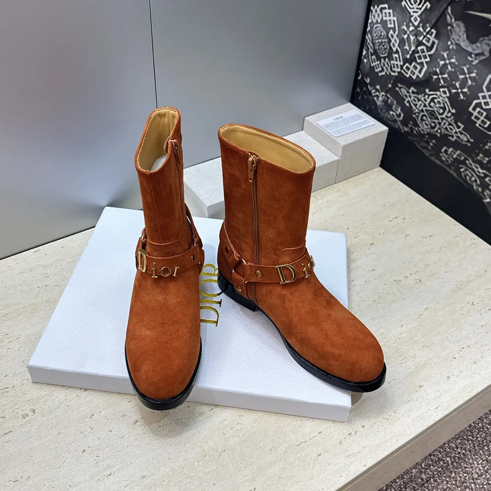 Dior Women Bolt Ankle Boot Cognac Brown Suede Calfskin - image 4