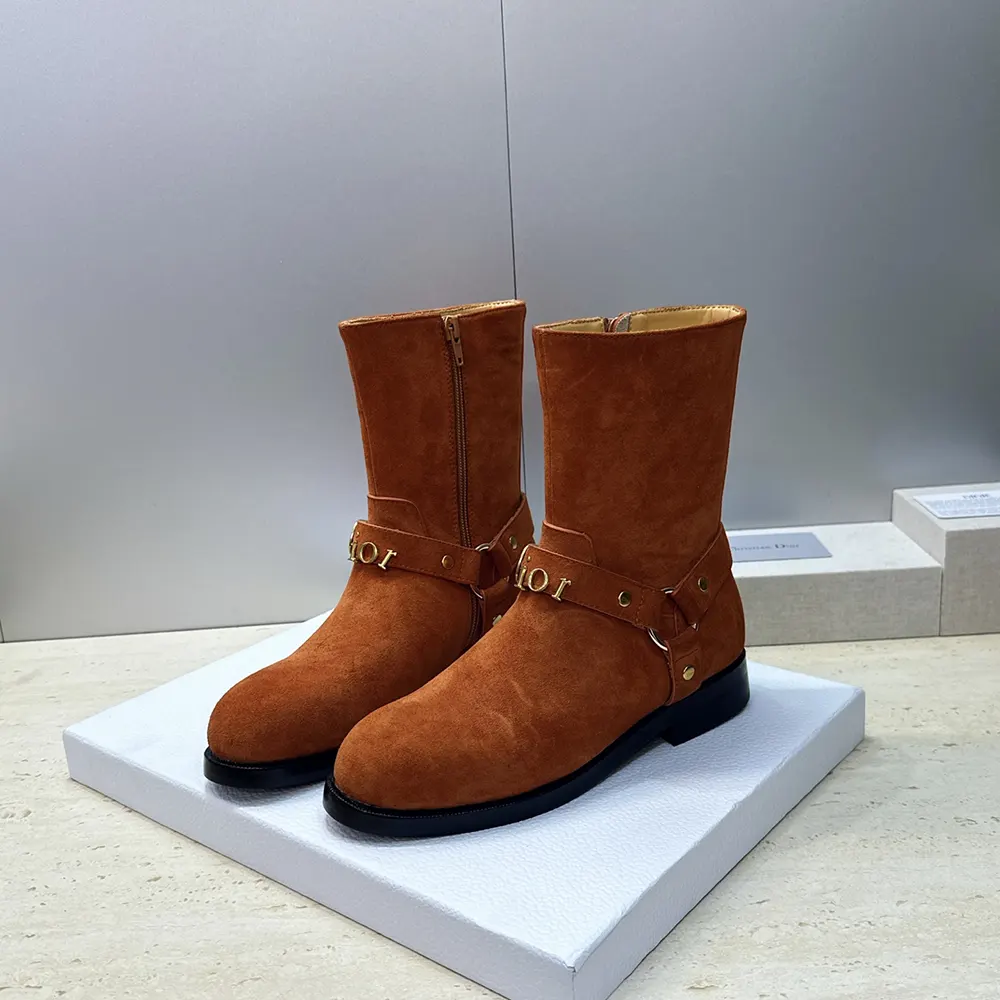 Top view highlighting suede texture of Dior Women Bolt Ankle Boot