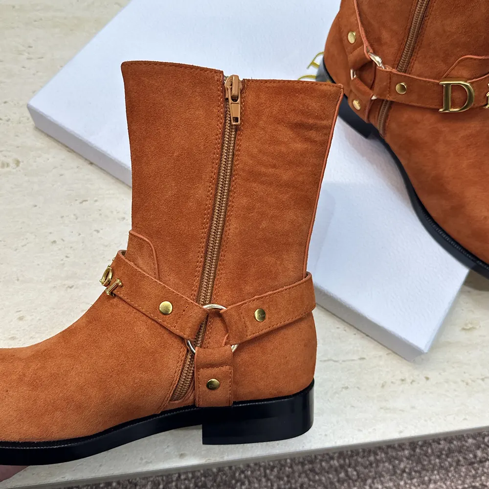 Dior Women Bolt Ankle Boot Cognac Brown Suede Calfskin - image 9
