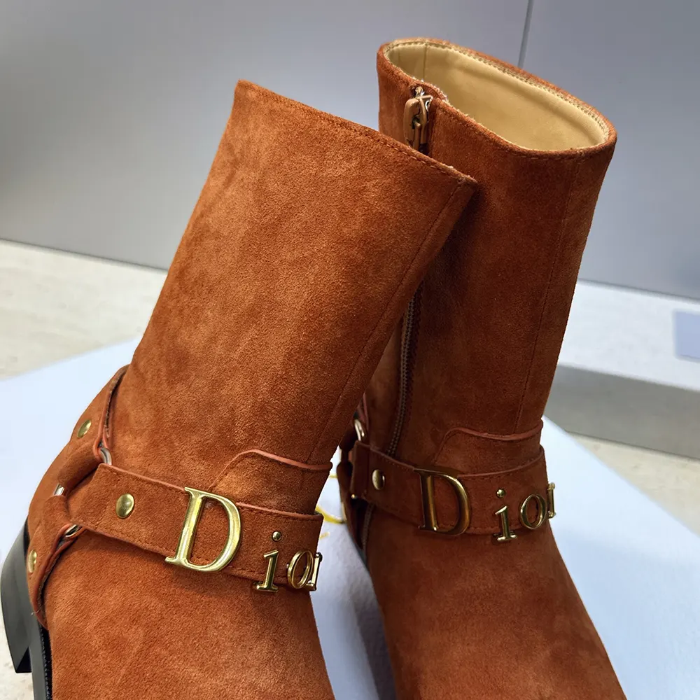 Dior Women Bolt Ankle Boot Cognac Brown Suede Calfskin - image 7
