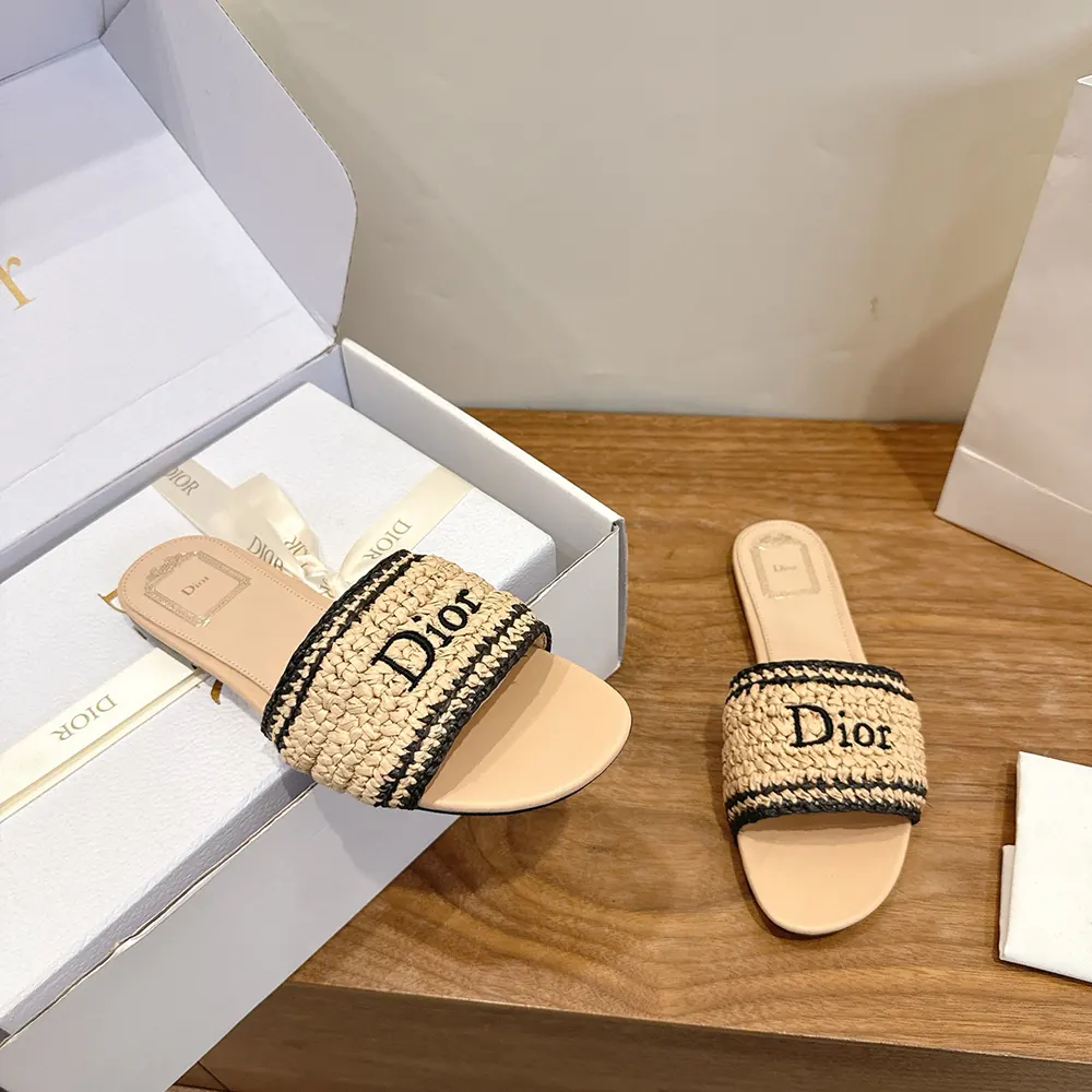 Dior Women Dioriviera Dior Woven Slide Trench Crocheted Raffia-Effect Technical Fabric - image 5