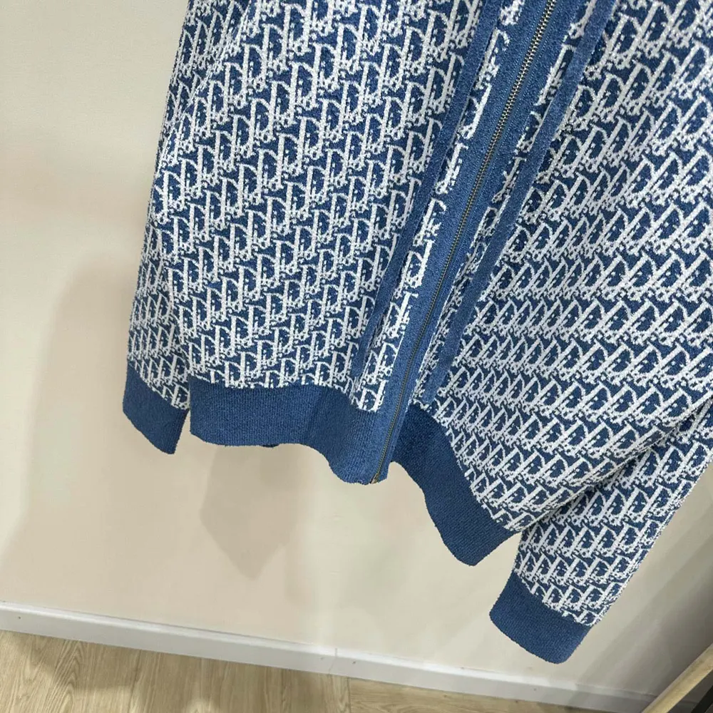Dior Women Dioriviera Zipped Cardigan with Hood Blue Spongy Dior Oblique Cotton-Blend Jacquard - image 9