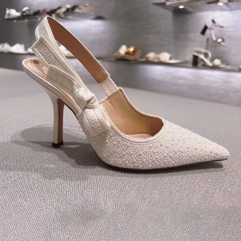 Rear angle showing adjustable slingback strap on Dior Women J’Adior Slingback Pump