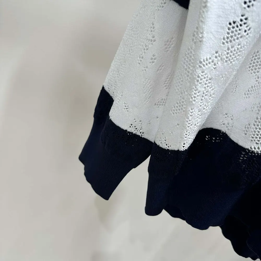 Dior Women Marinière Long-Sleeved Polo Shirt Black and White Technical Lace - image 10