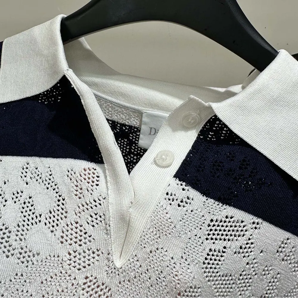 Dior Women Marinière Long-Sleeved Polo Shirt Black and White Technical Lace - image 6