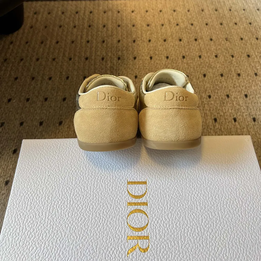 Dior Women Ribbon Sneaker Beige Suede Calfskin and Gold-Tone Crinkled Laminated Lambskin - image 7