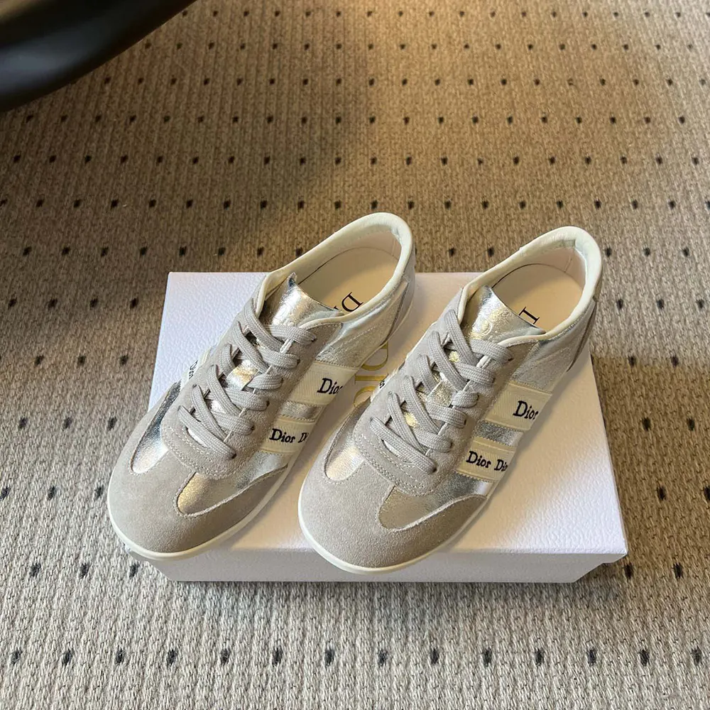 Overhead shot showing low-top silhouette of Dior Women Ribbon Sneaker