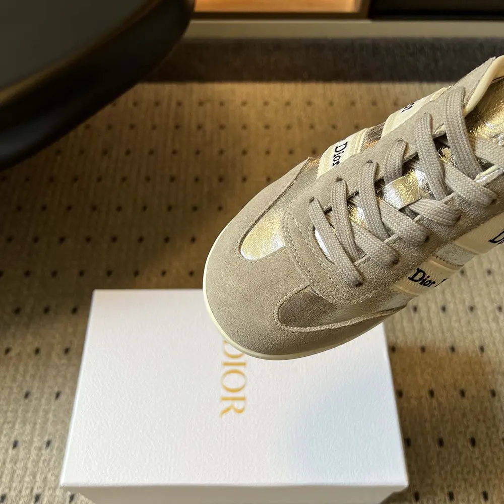Dior Women Ribbon Sneaker Gray Suede Calfskin and Silver-Tone Crinkled Laminated Lambskin - image 9