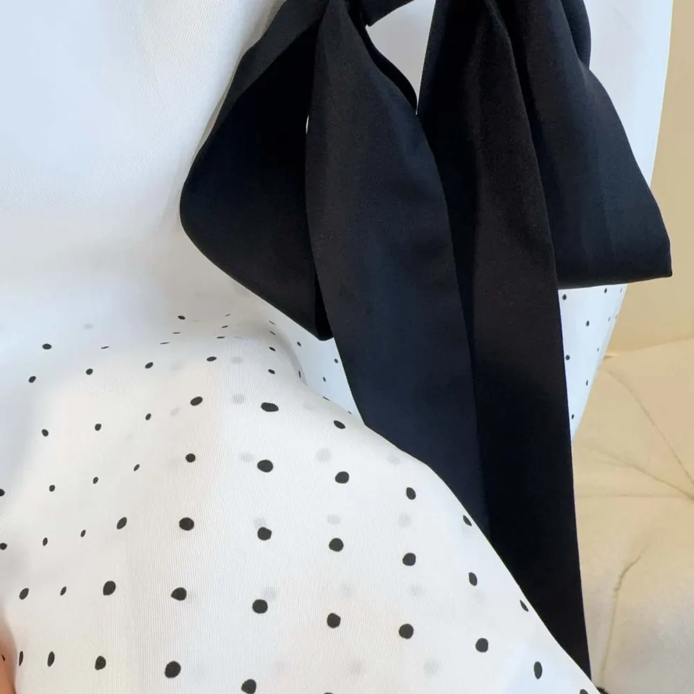 Dior Women Short-Sleeved Blouse with Rear Tie White Silk Twill with Black PolkaDior Motif - image 10
