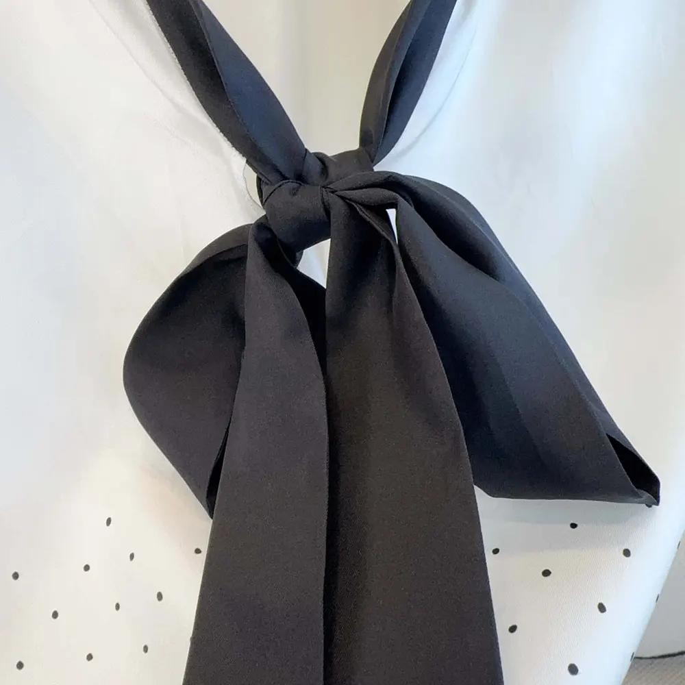 Dior Women Short-Sleeved Blouse with Rear Tie White Silk Twill with Black PolkaDior Motif - image 8