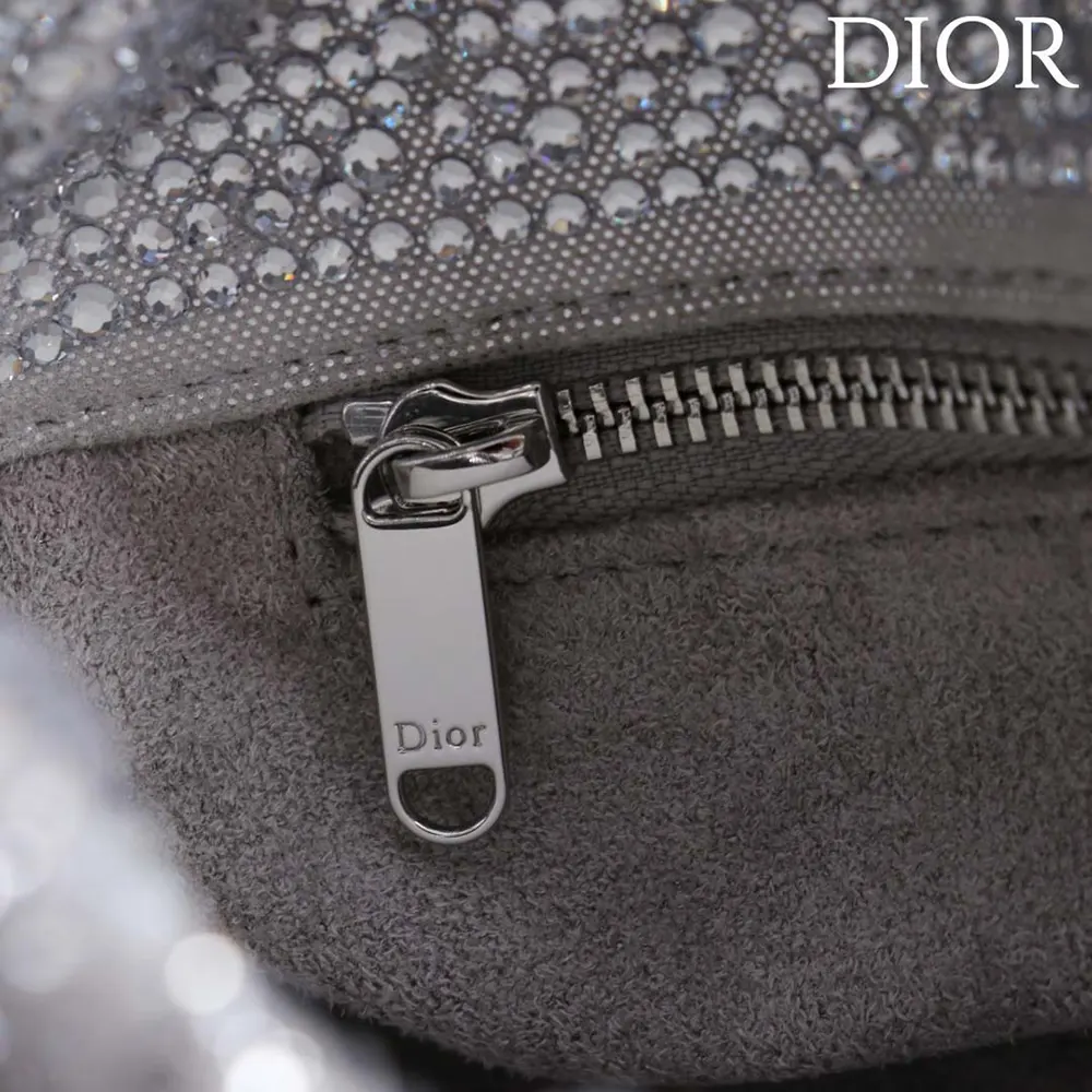 Dior Women Small Dior Bow Bag Silver-Tone Goatskin and Strass - image 9