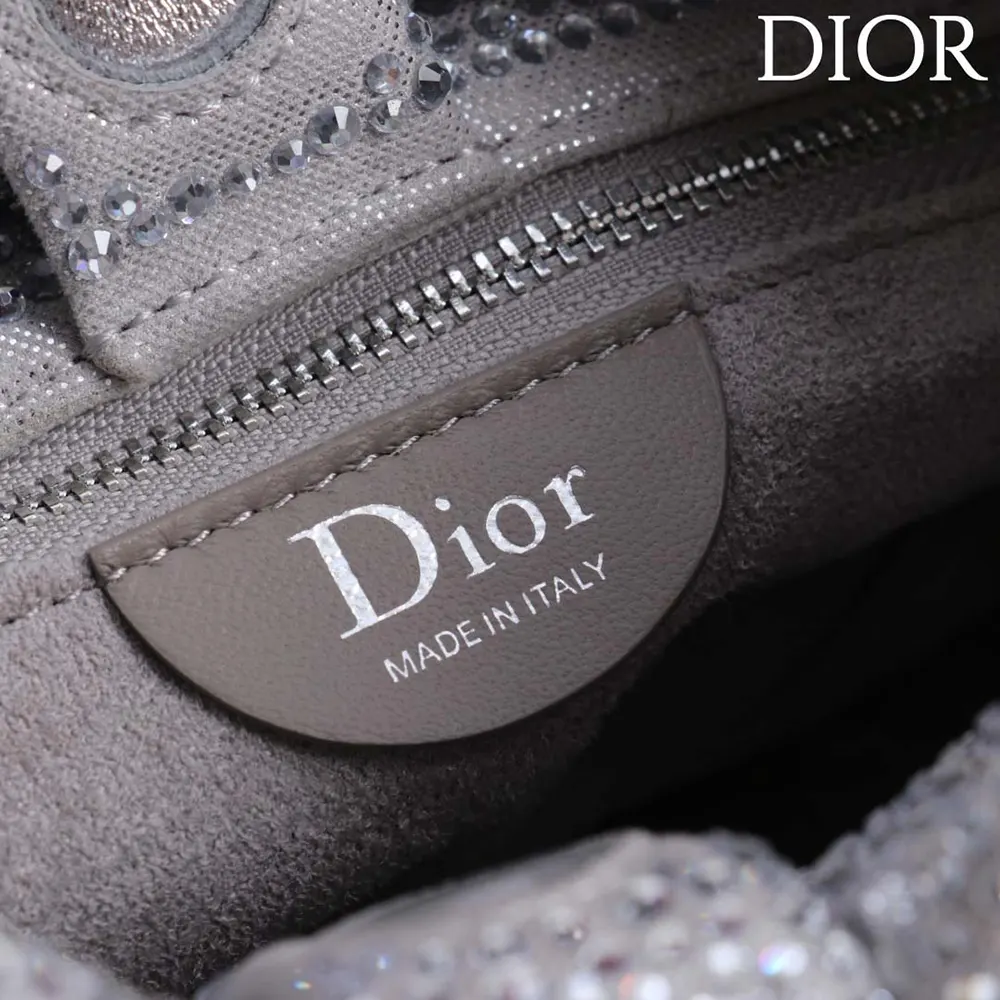 Dior Women Small Dior Bow Bag Silver-Tone Goatskin and Strass - image 10